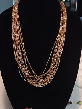 Multi-Strand Gold Beaded Necklace - Women Jewelry